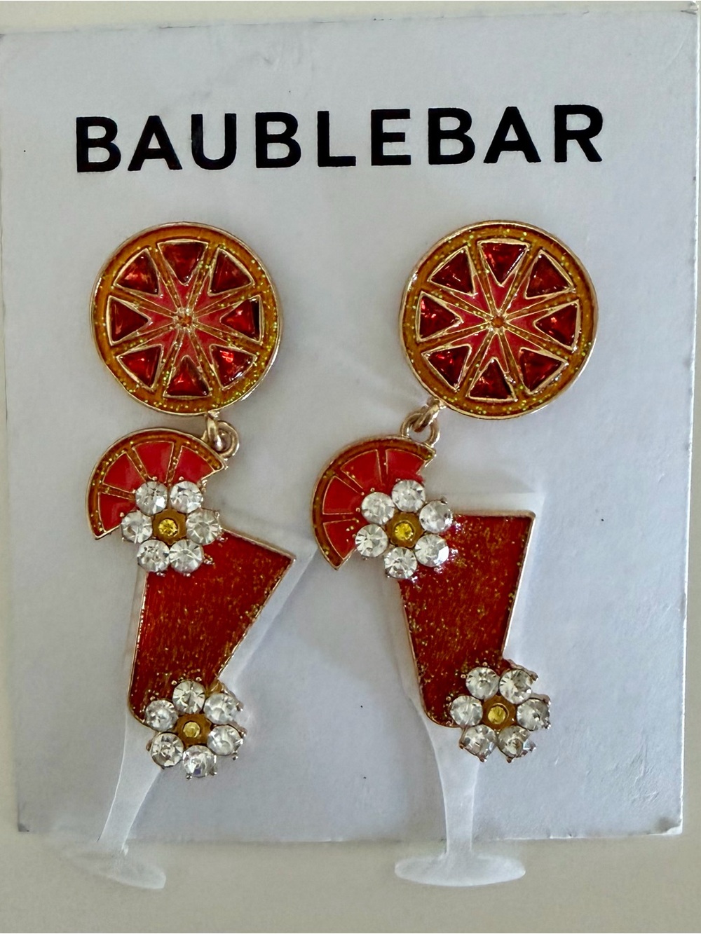 BaubleBar Red & Orange Cocktail Spritz Earrings New